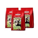 MERA Essential Soft Brocken, Hundefutter trocken für alle Hunderassen, Trockenfutter mit Geflügel Protein, gesundes Futter mit Omega-3 und Omega-6, Kroketten halbfeucht (3 x 1 kg)