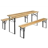 Juskys Bierzeltgarnitur Bichl 3-teilig & klappbar 170x46x77 cm - Gartenmöbel Set Biertisch & 2 Bierbänke - Festzeltgarnitur Holz Camping Garnitur