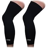 COOLOMG Beinlinge Knielinge Kompression Kniewärmer Radsport Basketball Fußball UV Sonnenschutz Anti Rutschen für Herren Damen Kinder Jugend Schwarz L (1 Paar)