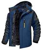 MAGCOMSEN Winterparka Herren Gefüttert Snowboardjacke Ski Jacke Softshell Winterjacke Männer Regenjacke Warme Skijacke Atmungsaktiv Windjacke mit Kapuze Denim Blau L