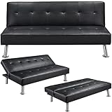 Yaheetech Couch Schlafsofa Bettsofa Klappsofa Gästebett Rückenlehne neigbar 105°/140°/180°, 166.5 x 94 x 40 cm, 320 KG belastbar