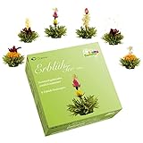 Creano Teeblumen Mix – Erblühtee Fruity Flavor zum Probieren - grüner Tee fruchtig aromatisiert (6 verschiedene Sorten Teerosen) Blooming Tea Tee Geschenk für Frauen, Mutter, Teeliebhaber