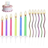 Geburtstag Kerzen Geburtstagskerzen Torten Deko: 18 Stück Gebogen Spiral Kuchen Kerzen Bunte Flammenkerze Cupcake Set, Lang Lockig Kinder Metallisch Kuchenkerzen - Hochzeit Baby Party Dekorationen