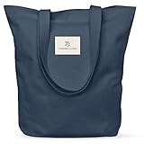 Emma Lund Jutebeutel - Stilvolle Einkaufstasche mit Innentasche und extra breitem Boden - Stoffbeutel mit langem Henkel - perfekte Tasche als Tote bag, Stofftasche, großer Damen Shopper (blau)