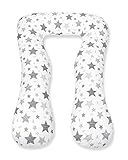 Amilian Schwangerschaftskissen zum Schlafen Lagerungskissen Seitenschläferkissen Ink.Bezug Erwachsene Baby Bed universell groß Sternschnuppe grau TYP A Pregnancy Pillow bodypillow