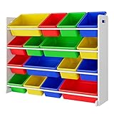 Aufbewahrung Kinderspielzeug Organizer Spielzeug Kinderregal mit 4 Etagen und 16 Boxen