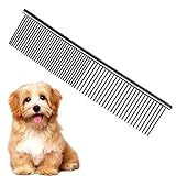 Hundekamm, Edelstahl Hundesalon Kämme Haustierkamm Hundekamm Metall Comb Haustier Bürste HundebüRste für Große, Mittlere und Kleine Hunde und Katzen mit Verworrenen Kurzen/Langen Haaren(19 x 4 cm)