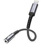 JSAUX iPhone Lightning auf 3.5mm Klinke Adapter MFi Zertifiziert iPhone Kopfhörer Adapter Aux Audio Adapter für iPhone 14/14 Pro/13/13 Pro/12 Pro/11/11 Pro/8/7/6/8 Plus/7 Plus/6 Plus, Alle iOS Grau