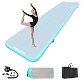 Air Track Gymnastikmatte 20cm hoch Verdicken 3/4/5/6/8M Aufblasbar Gymnastik Tumbling Matte,Trainingsmatte mit Luftpumpe,Gymnastikmatte für zuhause, Outdoor,Yoga (300 * 100 * 20cm, Green)