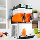 VEVOR Kommerzielle Slusheis Maschine, 2 x 12 L Slush Eismaschine, Slushie Maker -2 ℃ ~ -3 ℃, 2300 W Frozen Drink Maker Slush-Eis Maschine mit Separatem Schalter, für Cafés Restaurants Snackbar