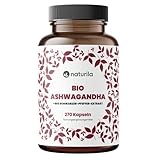 Naturila Bio Ashwagandha Kapseln hochdosiert (270 Stk.) - 1980mg Bio Ashwagandha Pulver je Tagesdosis + Bio Schwarzer Pfeffer Extrakt - Schlafbeere - vegan, laborgeprüft, ohne unerwünschte Zusätze