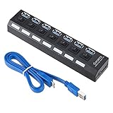 TPPIG UnabhäNgiger 7-Port 3.0Hub Hub USB3.0 Hub USB Hochgeschwindigkeit HUB mit Netzteil