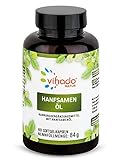 Vihado Natur Hanfsamenöl Kapseln – Omega 3 6 9 Fettsäuren aus Hanföl zur Nahrungsergänzung – Omega 3 (ALA) trägt zur Aufrechterhaltung eines normalen Cholesterinspiegels bei, 60 Kapseln