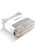 herzbach home Seiftuch 30x30 cm 3er-Set Premium Qualität aus 100% ägyptischer Baumwolle 600 g/m² (sandgrau)