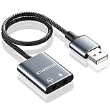 KiWiBiRD USB auf 3,5mm Klinke Adapter, Externe Soundkarte, USB Kopfhörer und Mikrofon Klinkenadapter, Headset Aux USB Adapter Kompatibel mit PS5 PS4, MacBook Air Pro, Raspberry Pi, Windows PC, Mac