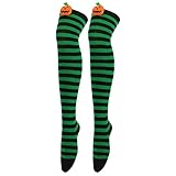 LIJCC Frauen-Halloween-Socken-Karikatur-Teufel-Socken über den Kniestrümpfen Gestreifte Strümpfe COSPLAY Tennissocken Fusselfrei (F, One Size)