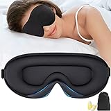 Schlafmaske,Schlafbrille,Augenmaske,3D Schlafmaske für Herren, Frauen,Weiche und Atmungsaktive Augenmaske Schlafmasken mit Verstellbarem Riemen für Reisen,mit Ohrstöpsel Inklusive Aufbewahrungstasche