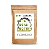 Vegan Protein-Pulver BIO Vanille ohne Soja [aus Deutschland] - 3K Bio Reis-, Hanfprotein & Erbsenprotein » Zum Backen & als Bio Eiweiß-Shake « 600g Veganes Bio Eiweißpulver