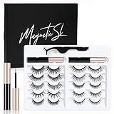 Magnetische Wimpern, 10 Paar Kein Kleber Magnetische Wimpern Natürlich Kit 3D Dauerhaft Wiederverwendbare Magnetische Wimpern 2 Schwarz Schnelltrocknend Wasserdicht Magnetischer Eyeliner Pinzette