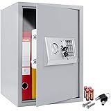 KESSER® Elektr. Tresor | 50x35x34,5 XXL | Türstärke 4mm | Elektronischer Safe | Doppelbolzenverriegelung | Wandtresor | Ink. Montagematerial | Dokumententresor Innenbeleuchtung Panzerschrank Silber