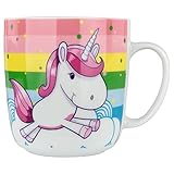 Einhorn Tasse für Kinder, Trinkbecher mit ca. 400 ml Fassungsvermögen, mikrowellen- und spülmaschinengeeignet, ideal für heiße und kalte Getränke