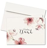 FRUITPRINTS | 20er Set Dankeskarten & Umschläge | Klappkarten | Format A6 | Motiv Kirschblüten | Hochzeit | Geburtstag | Jubiläum | FSC Mix 70% TSUD-COC-001718-SP