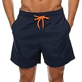 Arcweg Herren Jungen Badeshorts Kurz Badehose Vielfarbig Schnelltrocknend Beachshorts Boardshorts Strand Shorts Dunkelblau XL(EU)-Asia XXL