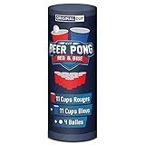 Offizielles Beer Pong Kit | Partybecher und Beer Pong Bälle | Premium Qualität | 22 Cups (11 rot und 11 blau) | 4 Bälle | Wiederverwendbar | Trinkspiel | Partyspiel | OriginalCup®