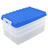 com-four® Lunch-Box mit mehreren Fächern - Aufschnittbox stapelbar für den Kühlschrank - Brotdose auslaufsicher mit Deckel - ca. 25 x 15,5 x 14 cm (1 Set/blau)