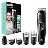 Braun Multi-Grooming-Kit 3, 6-in-1 Barttrimmer und Haarschneider für Haarentfernung Herren, Trimmer/Haarschneidemaschine, für Gesichts-, Kopf-, Ohren- und Nasenhaare, 5 Aufsätze, MGK3321, schwarz/grün