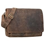 STILORD 'Tom' Vintage Leder Umhängetasche für Studium Uni Büro Arbeit 15 Zoll Laptoptasche DIN A4 Schultertasche Messenger Bag Echtleder, Farbe:Calais - braun