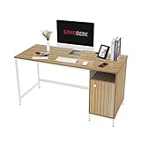 SANODESK FD Computertisch Esstisch Computer Schreibtisch Home Office Esszimmertisch PC Laptop Tisch Schreibtisch mit Schrank, 120x60x75 cm (Honigbraun+ Weiß, mit Schrank)……