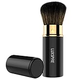 Luxspire Make-up Puderpinsel, Einziehbarer Kabuki Rouge Pinsel Flacher, Weicher Make-up Pinsel Gesichtspinsel Mineral Puder Foundation Rouge Blush Brush Bürste Kosmetik Werkzeug, Schwarz