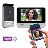 PHILIPS WelcomeEye Connect 2, smarte Video-Türsprechanlage, mit Kamera, 7 Zoll Touch-Monitor, Smartphone App, ohne Abonnement, WLAN, 2-Draht-Anschluss, 2-Familienhaus, erweiterbar, Nachtsicht