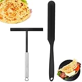 2 Stück Crepes Verteiler, Crepes Wender, Crepes Zubehör, Crepe Verteiler, Edelstahl Crepe Teigverteiler Verteiler, Crepe Maker für Zuhause Küche Backen Kochen Backwerkzeuge