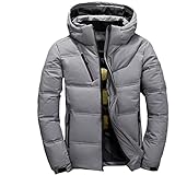 Gerfrwet Wärmejacken Coat Winter Schnee Daunenjacke Männer Casual Dicke Warme Parkas Mit Kapuze Mäntel Multi-Pocket Weiße Entendaunen Windjacken Mantel M Grau-2