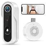 Jennov WLAN Video Türklingel mit Kamera,1080P HD-Video Türsprechanlage, 4800mAh Akku Kabellose Video Doorbell, 2-Wege-Audio, PIR Personenerkennung, Nachtsicht