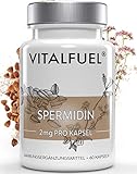 Vitalfuel® NEU Spermidin aus Buchweizensamen Pulver | 2mg pro Kapsel | 60 Kapseln pro Dose | Hochdosiert | 2 Monatsvorrat | Hochdosiert, Glutenfrei & Vegan | Deutsche Marke