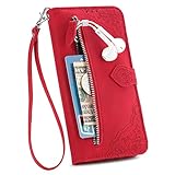 TTVV Reißverschluss Brieftasche Hülle für Samsung Galaxy Note 20,Magnet Handyhülle Tasche PU Leder Geprägt Blume Klapphülle Flip Case Geldbörse mit 7 Kartenfach