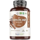 BIO Ceylon Zimt Kapseln - 1000mg reines Bio Ceylon Zimt Pulver je Tagesmenge - 180 Kapseln für 3 Monate - 100% natürlicher Zimt aus Sri Lanka - Laborgeprüft, Vegan & Ohne Zusatzstoffe - Cinnamon