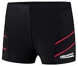 Aqua Speed Enge Triathlon Schwimmhose Kinder + gratis eBook | Wettkampf Badehose | UV Schwimmbekleidung für Junge | 16. Schwarz Rot Gr. 140 | Andy