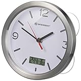 Bresser Wanduhr Mytime Thermo-/Hygro Funk Baduhr mit Thermometer und Hygrometer inklusive 4 Starker Saugnäpfe zum Aufhängen oder Aufstellen, Weiß, 17cm