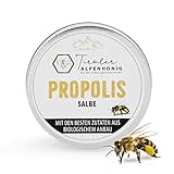 Propolis Salbe mit Bienenwachs, Olivenöl, Propolis Tinktur und Sheabutter. Salbe (40g) von Tiroler Alpenhonig hergestellt in den Tiroler Bergen.