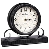 Tischuhr Standuhr Retro-Uhr aus Metall für Schreibtisch Kommode schwarz Vintage-Stil 23 cm