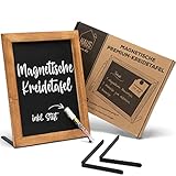 HAUS Spatz® Magnetische Kreidetafel mit Holzrahmen und Kreidestift ca. A4 I Magnettafel rustikal, zum Aufhängen, Aufstellen oder magnetisch befestigen