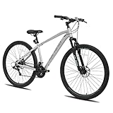 HILAND Mountainbike MTB Hardtail mit 29 Zoll Speichenrädern 431MM Aluminiumrahmen 21 Gang Shimano Schaltung Scheibenbremse Federgabel Silber