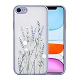 Ownest Kompatibel mit iPhone 8 Hülle, iPhone SE 2020 Case iPhone SE 2022 Handyhülle und iPhone 7 Hülle Blumen Transparent 3D Muster Mädchen Frau Schutzhülle für iPhone 7/8/SE 2020/SE 2022-Lila