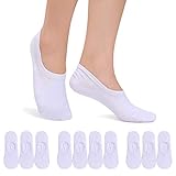 FALARY Füßlinge Damen Herren Footies Unsichtbare Kurze 10 Paar Sneaker Socken Großes Silikonpad Verhindert Verrutschen_Weiß_35-38