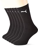 PUMA Unisex Sportsocken Cush Crew 6p Sportsocke, Schwarz, 39-42 EU