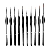 Pinselset Malen,Set 10 Premium Malpinsel,Modellbau Pinsel Set Ideal für Acrylfarben, Wasserfarben Miniaturen,Öl, Modelle, Strichzeichnung und Nageldesign